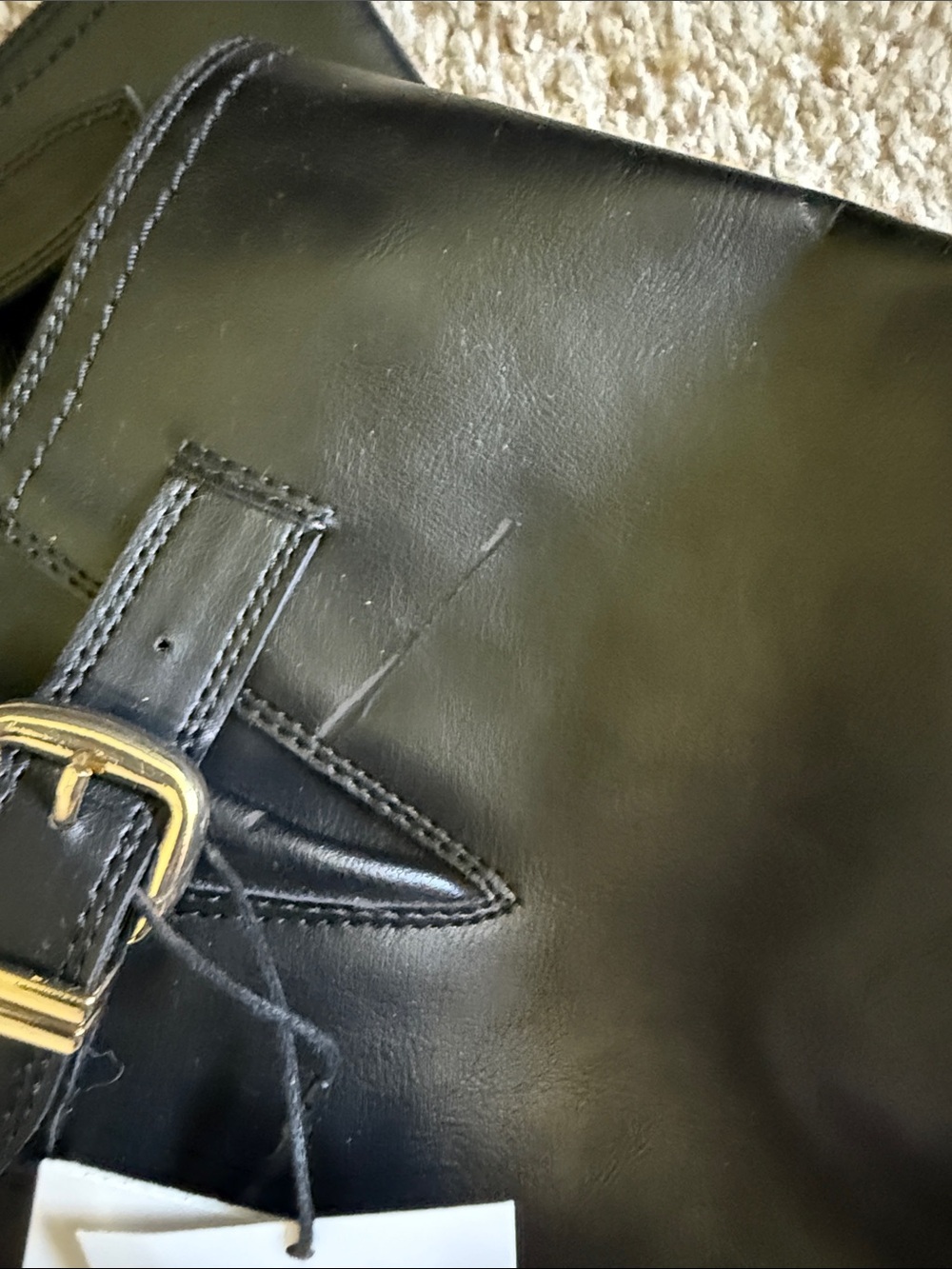 Zara Black Over-the-Knee Leather Boots with Gold Buckles - Picture 3 of 7